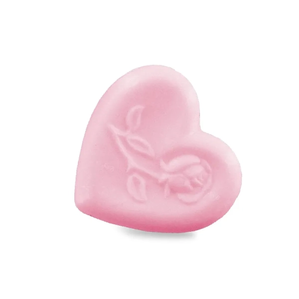 Produttore di saponi a forma di cuore con rosa rosa - Distribuzione in piccole confezioni