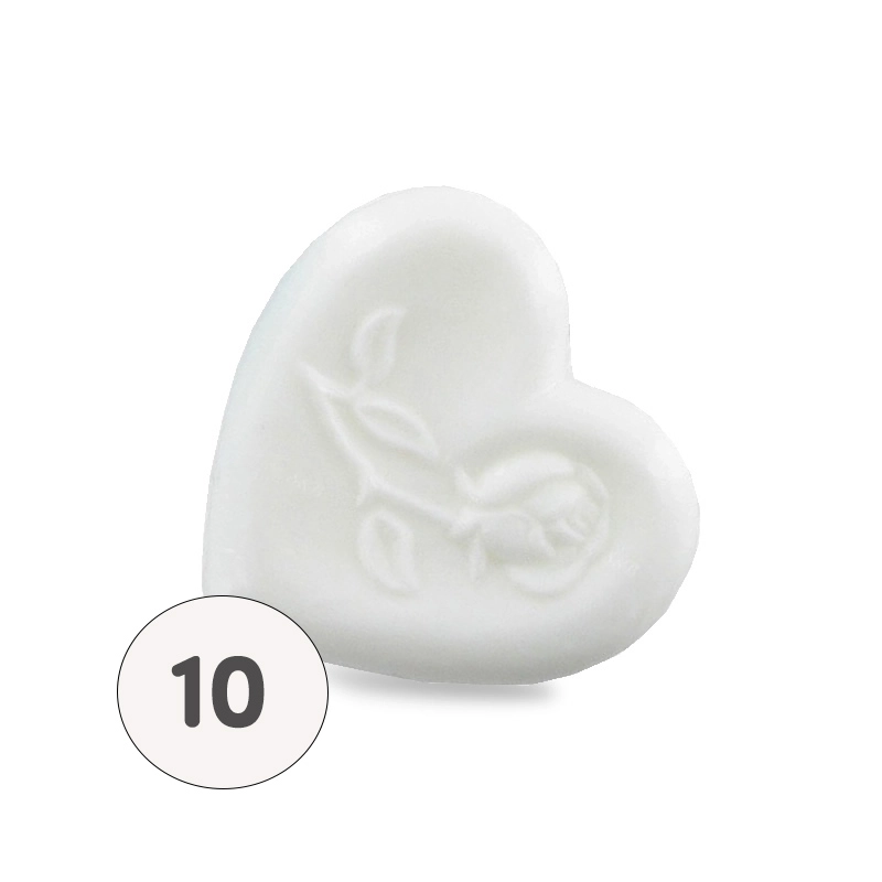 Sapone a forma di cuore con rosa bianca - Sacchetto 10 