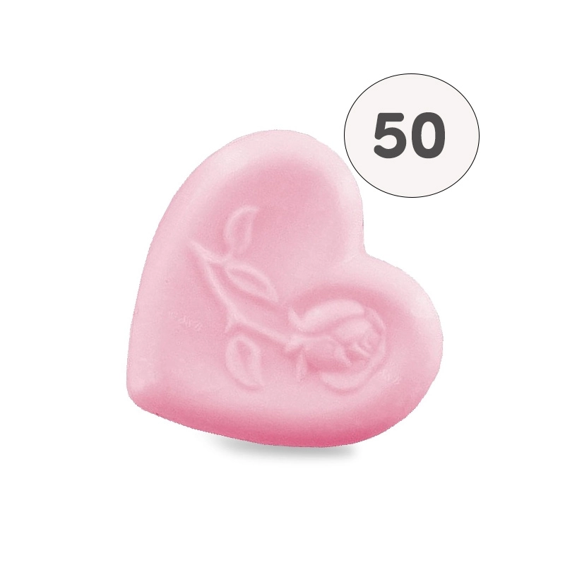 Sapone a forma di cuore con rosa rosa - Sacchetto 50 