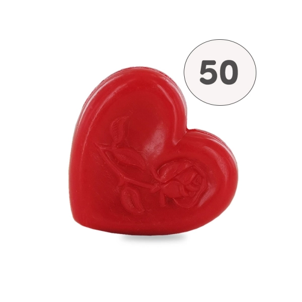 Sapone a forma di cuore con rosa rossa - Sacchetto 50 