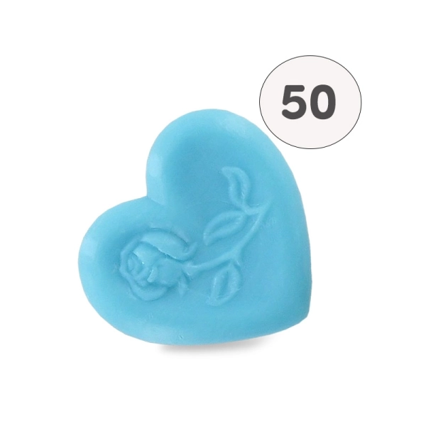 Sapone a forma di cuore con rosa blu - Sacchetto 50 