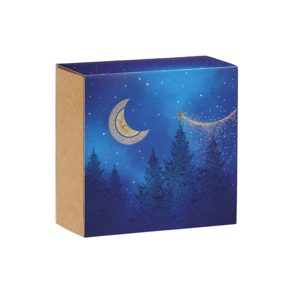 Scatole di cartone kraft quadrate rosse Bonnes Fêtes