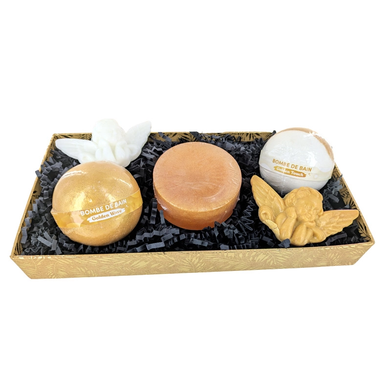 6 Cestini rettangolari in cartone kraft/tamponamento a caldo oro/nero