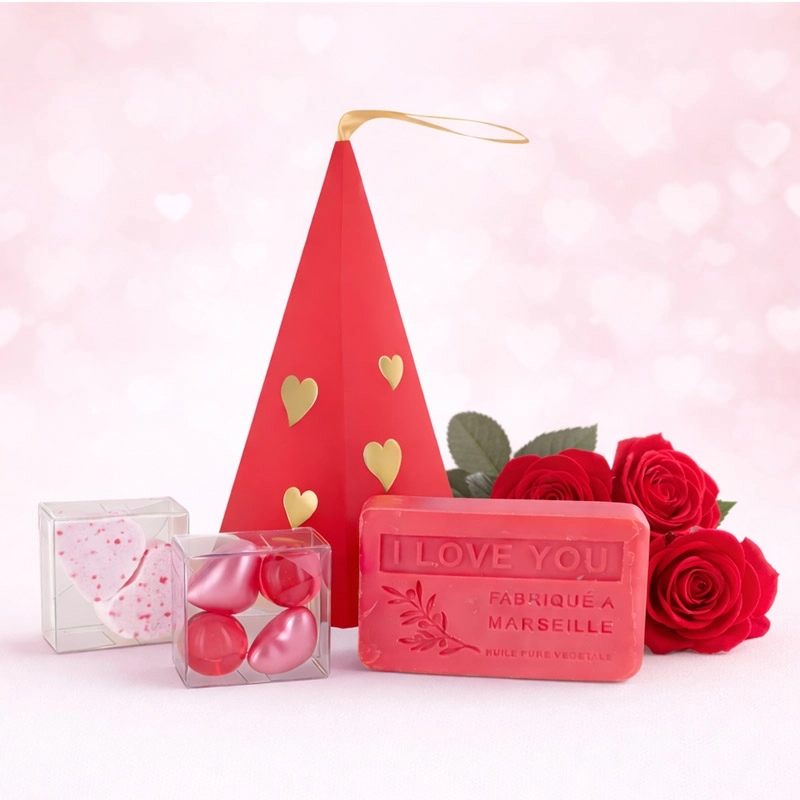 Pyramide de bain Cœurs rouges 